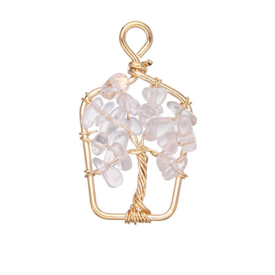 Crystal Tree of Life Gold Plated Diamond Pendant