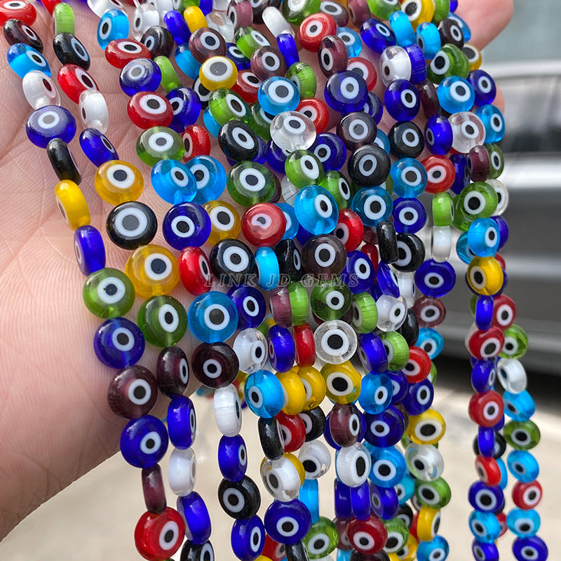 Eye Beads Devil's Eye Flat Round Loose Beads