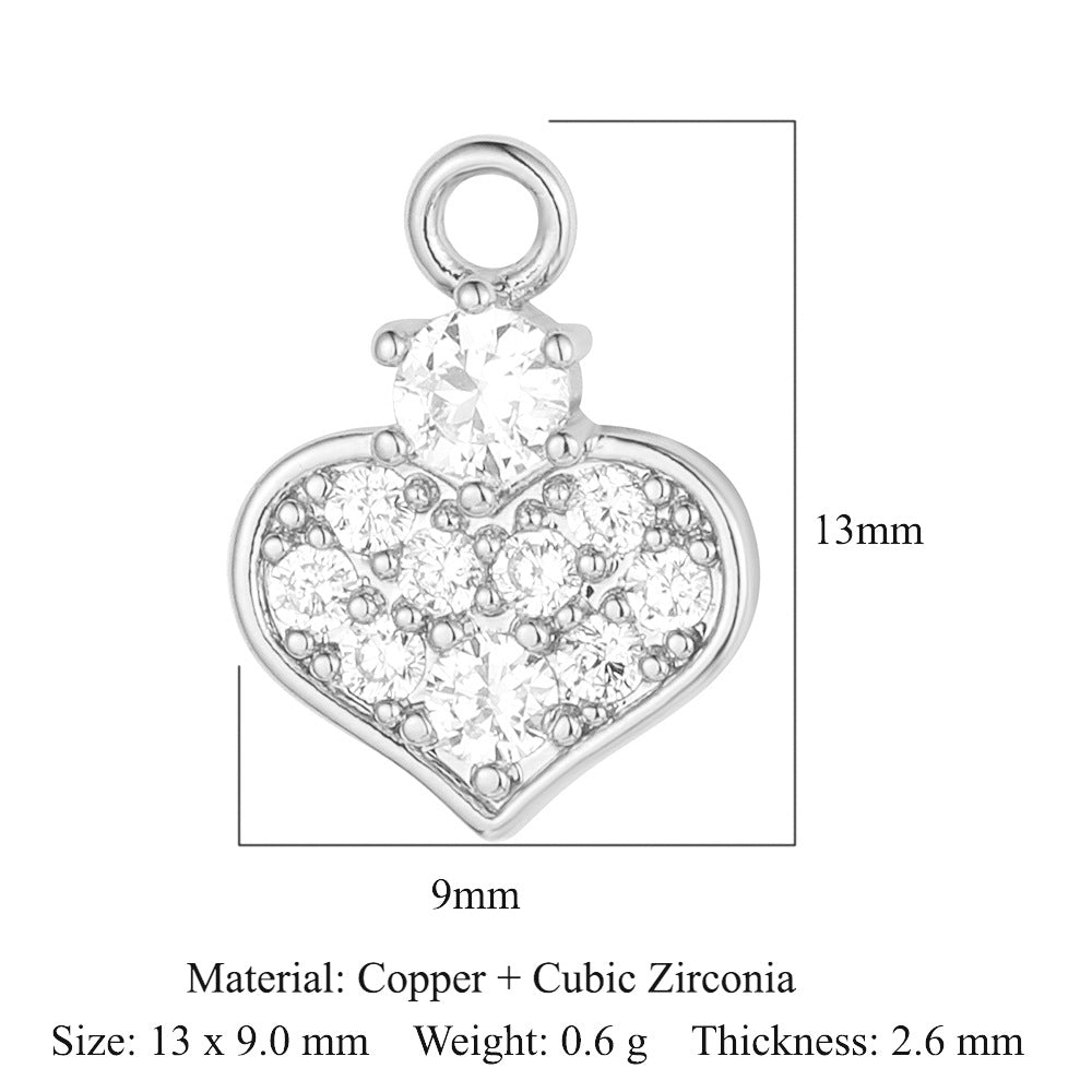 Color zircon peach heart copper zircon pendant.