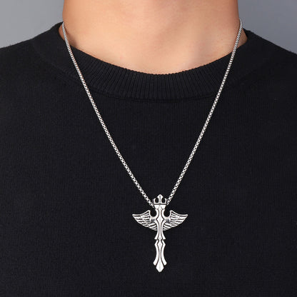 Cross titanium steel men's pendant necklace ins