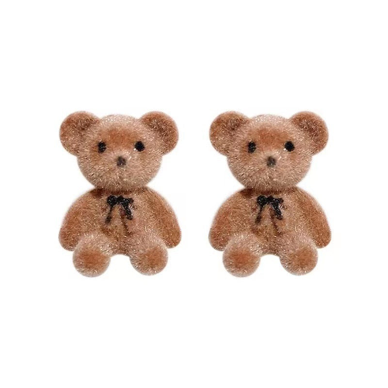 Cute bear stud earrings temperament