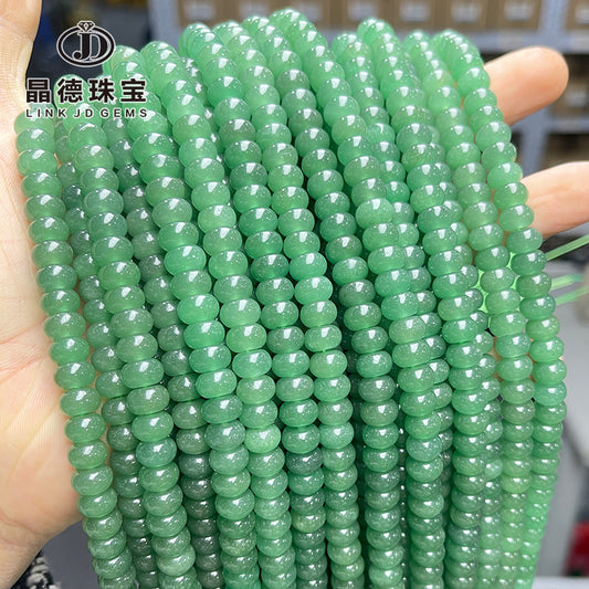 Cuentas sueltas de ábaco de jade Dongling verde natural de 8 * 5 mm 