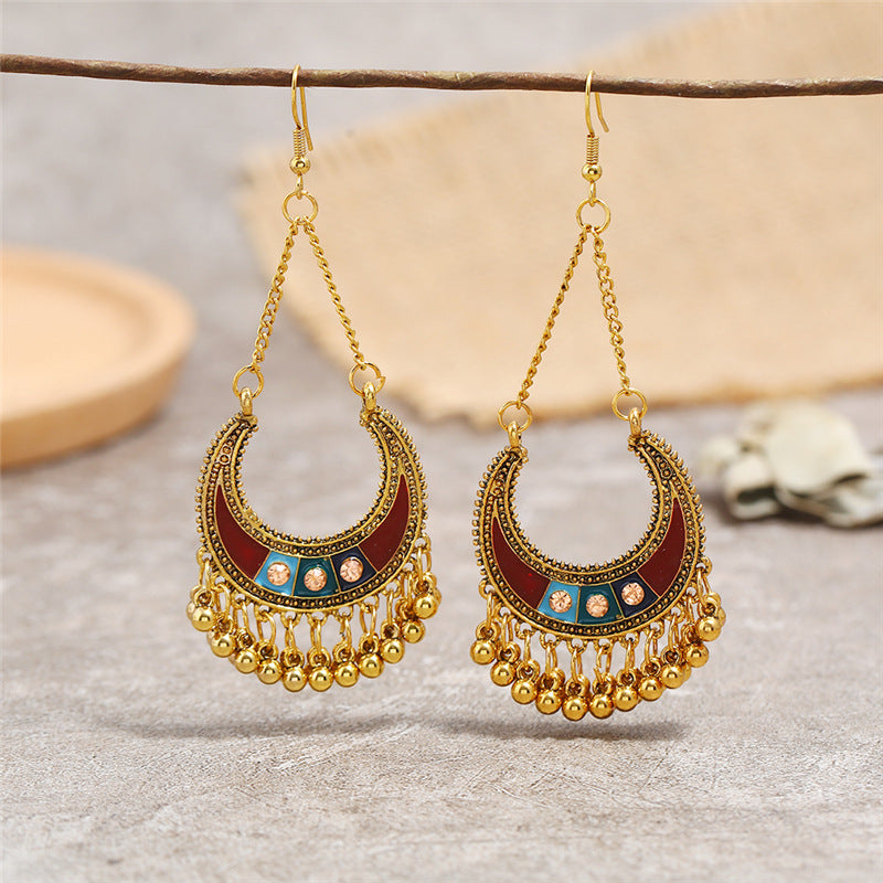 Earrings Women's Long Painted Fringed