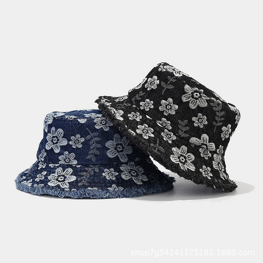 Chic Denim Flower Hat