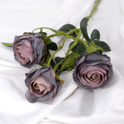 European retro burnt edge simulation 3-head rose bouquet