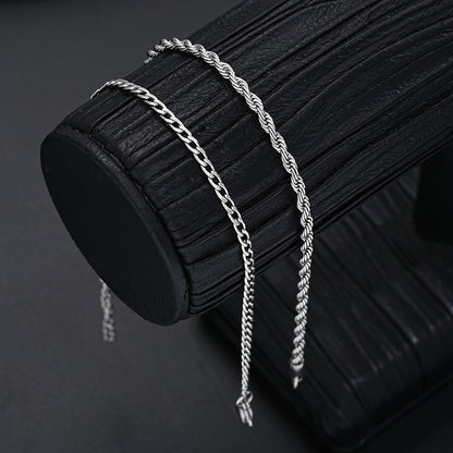 Stainless Steel Twisted Chain Bracelet 2-Piece Set