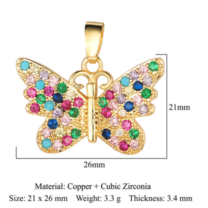 Copper zircon butterfly deer crystal pendant