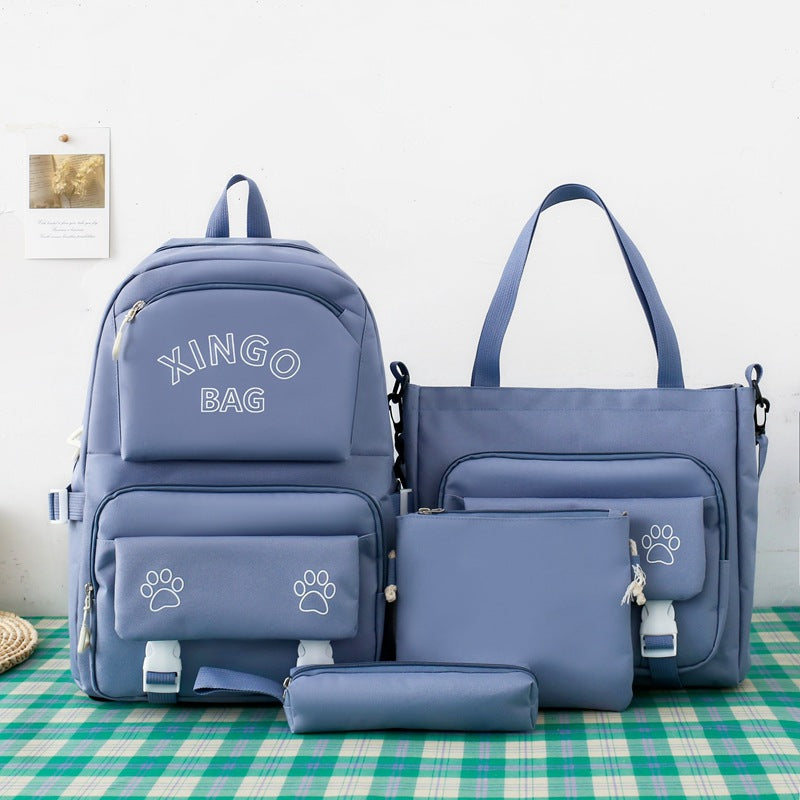 New style four piece set schoolbag for girls