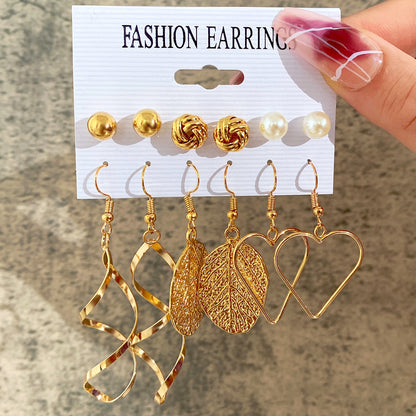 Pearl tassel earrings 6-piece set