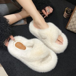 7Cm thick-bottomed fluffy slippers women