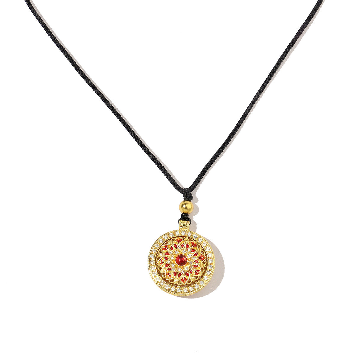 Plated 24K real gold gourd God of Wealth sand gold necklace