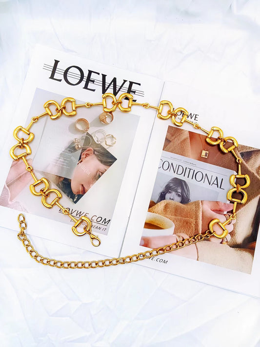 Letter Buckle D Buckle Thin Waist Chain