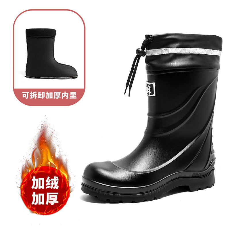 Fashion medium tube rain shoes men's waterproof