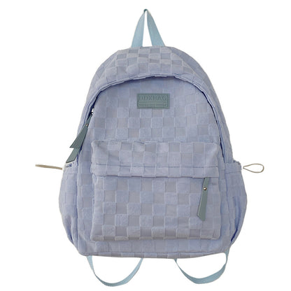 Large capacity simple plaid backpack