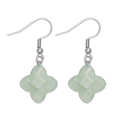 Four-leaf Clover Flower Crystal Stainless Steel Earrings