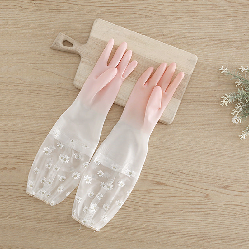 Dishwashing Gloves, Fleece-Lined Waterproof Rubber, Kitchen Cleaning