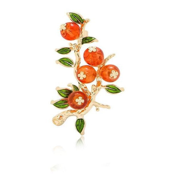 Persimmon Ruyi Glazed Brooch