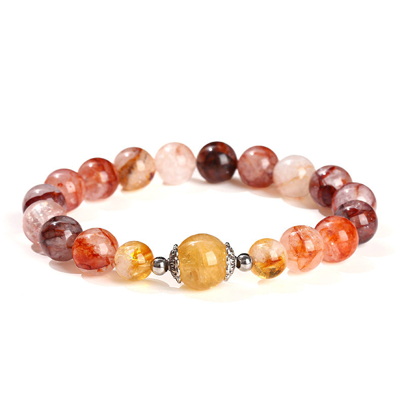 3A Natural Red Gel Flower Crystal Bracelet Citrine