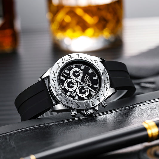 Men's Calendar Silicone Band Quartz Watch