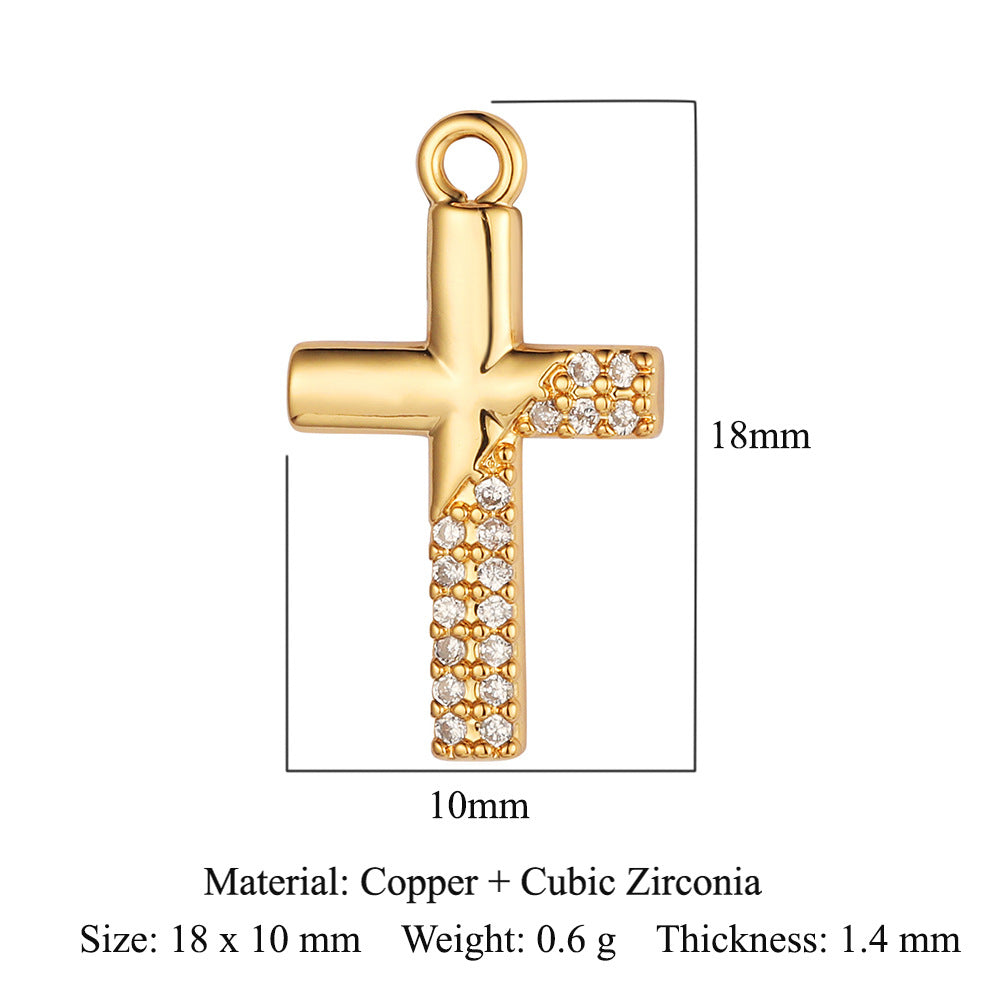 Cross butterfly copper zircon pendant.