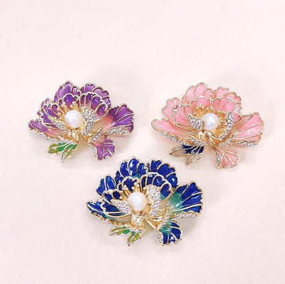 Chinese style flower peony brooch