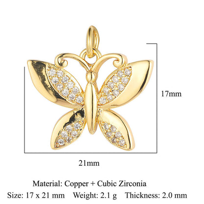 Heart-shaped copper zircon pendant bear snake scorpion