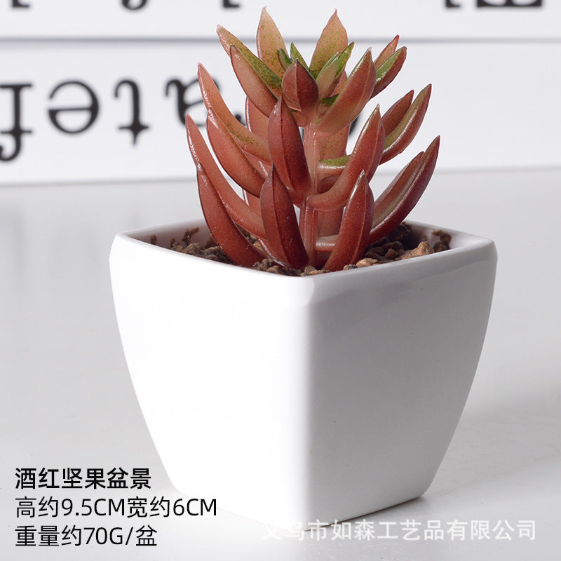 Simulation of succulent plastic bonsai artificial flowers combination