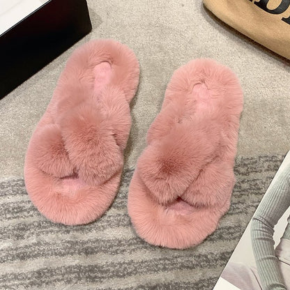 Warm one-word cotton slippers