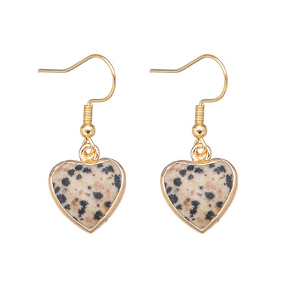 Faceted gold-rimmed crystal heart stainless steel earrings