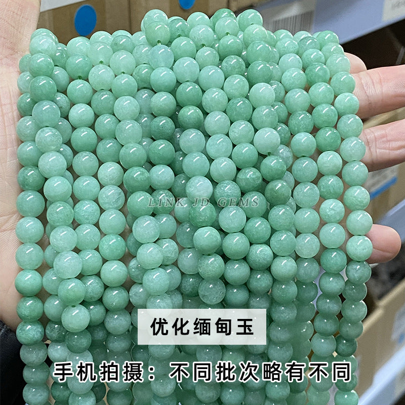 Perlas sueltas de jade jadeíta de Myanmar, cuentas redondas 