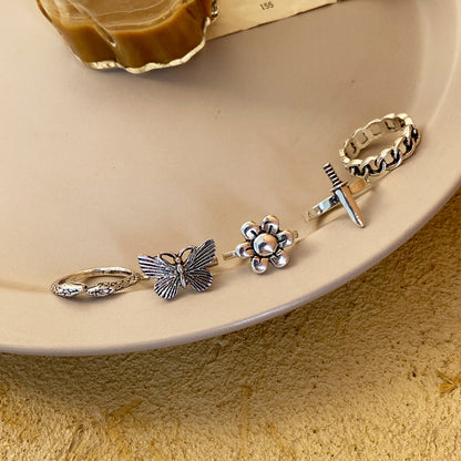 New Sword Flower Ring Set 5-piece