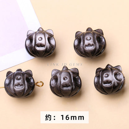 Wholesale of natural silver obsidian carving pendants