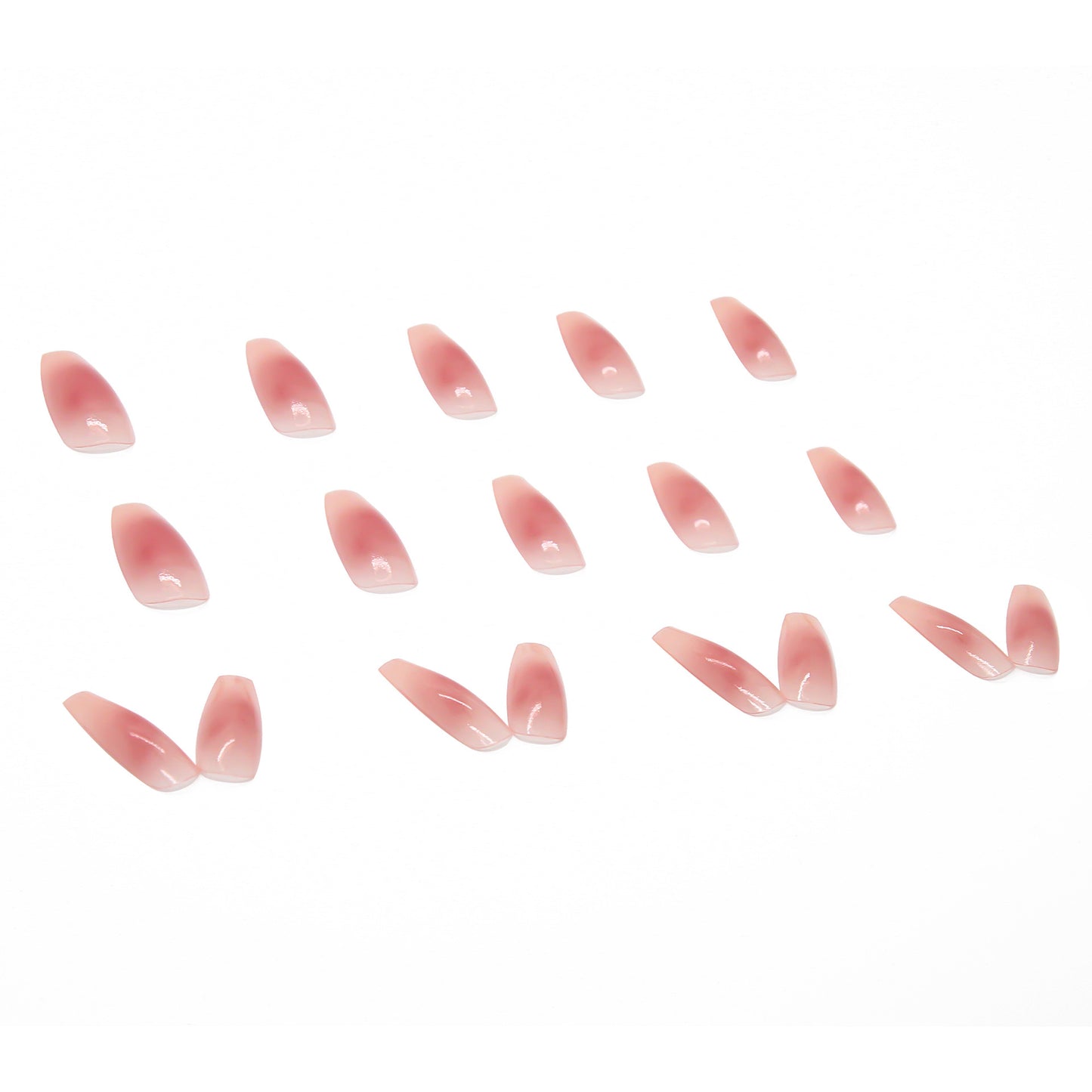 Long Pink Blush Removable Fake Nail Stickers