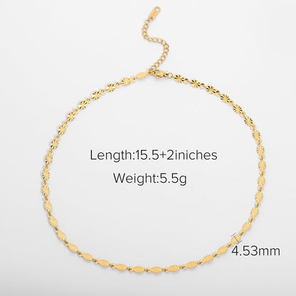 Gold Oval Petal Chain Necklace