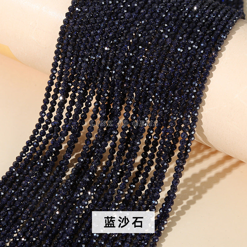 3Mm synthetic gold sand stone blue sand stone section loose beads