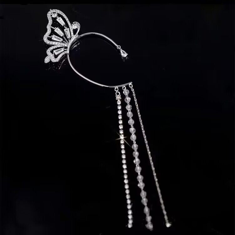 Micro-inlaid zircon butterfly fluttering ear hanging