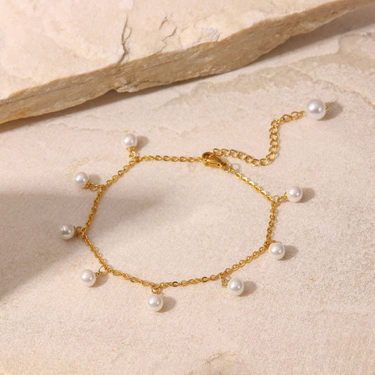 Shell Pearl Tassel Pendant Anklet