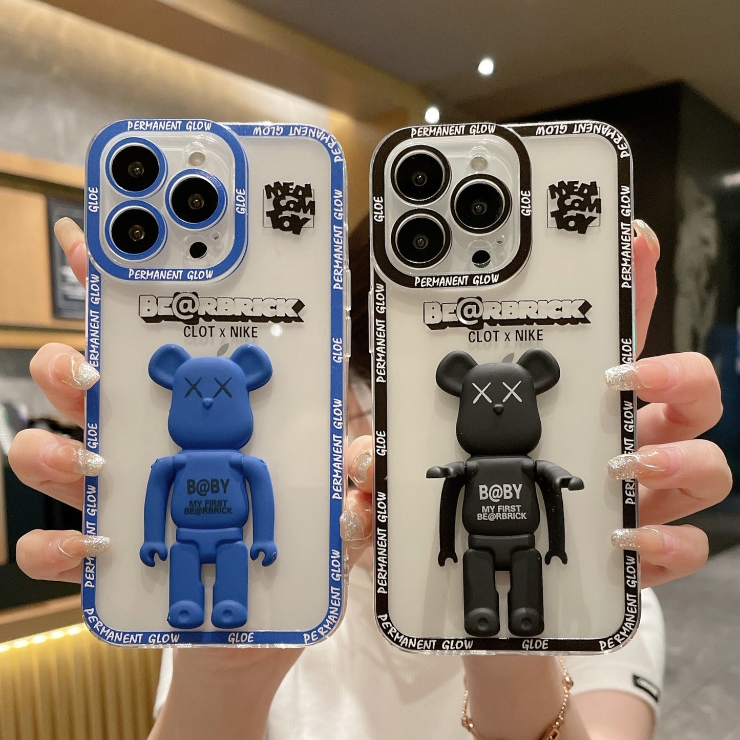 Apple 15 iPhone 8P/XR Couple Full Cartoon Stand Case