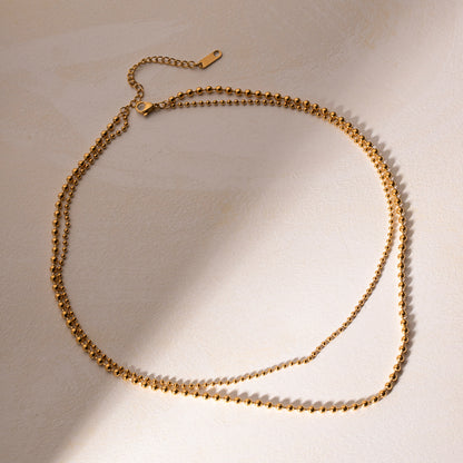 Double-layer necklace with large and small round beads