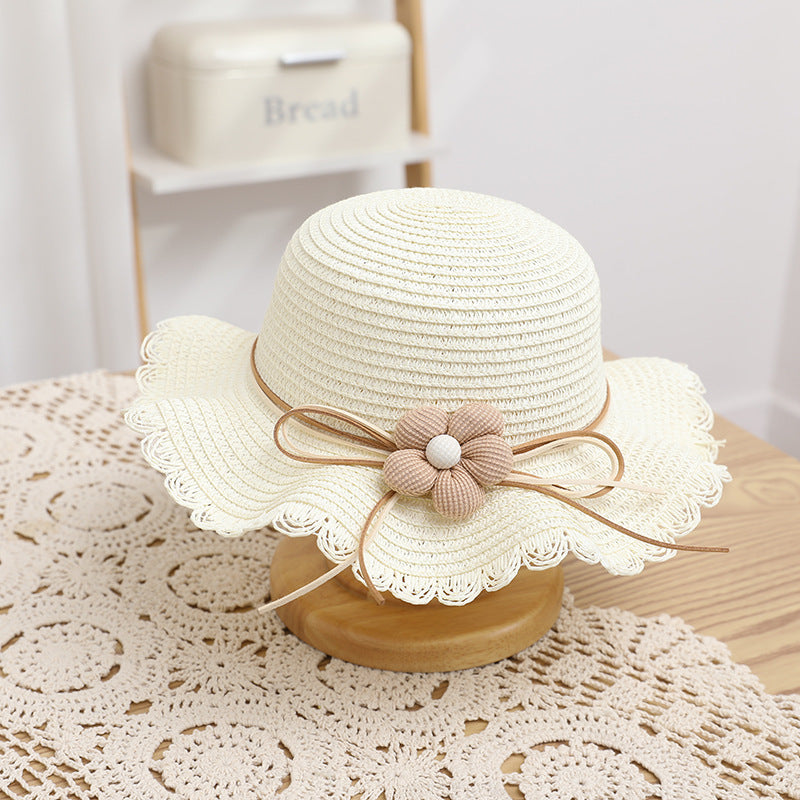 Kids Hat Girls' Summer Fisherman Straw Bag Set Stylish Cute Floral Sun