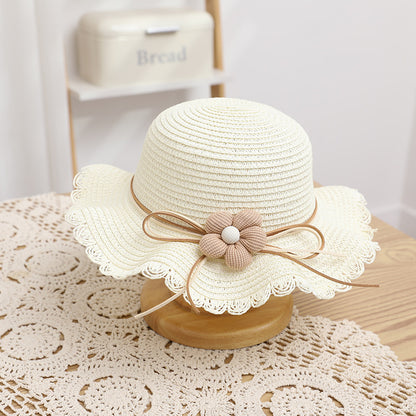 Kids Hat Girls' Summer Fisherman Straw Bag Set Stylish Cute Floral Sun