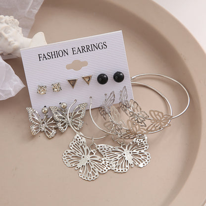 6-piece hollow butterfly earrings set