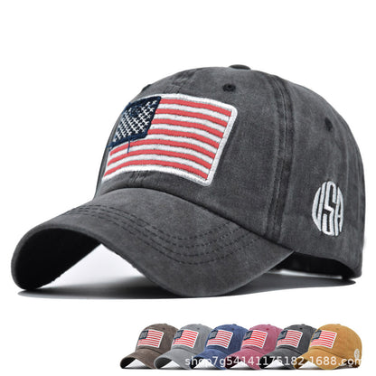 Gorra de béisbol lavada con bandera de EE. UU. 