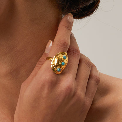 Turquoise Tortoise Shell Open Ring