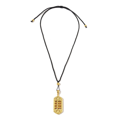 Plated 24K real gold gourd God of Wealth sand gold necklace