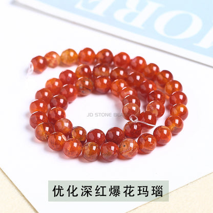 Red dragon pattern agate loose bead jewelry accessories