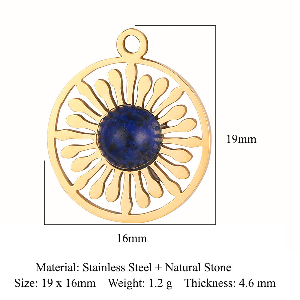 Natural stone oval key stainless steel pendant