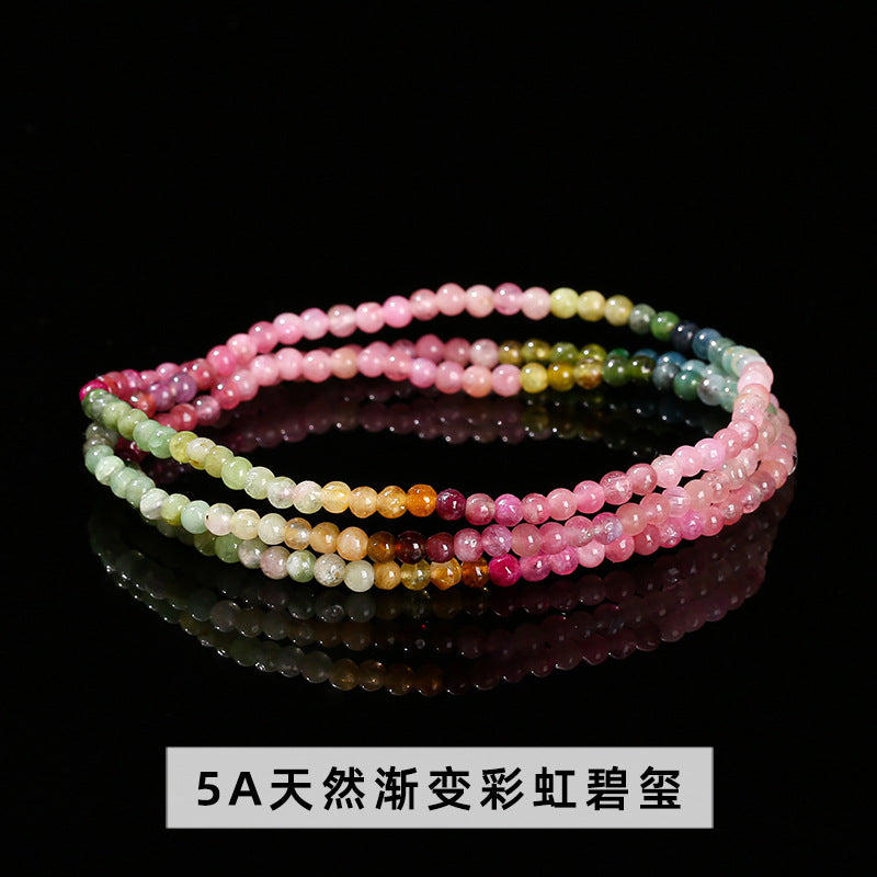 4Mm natural color tourmaline essence three-circle bracelet