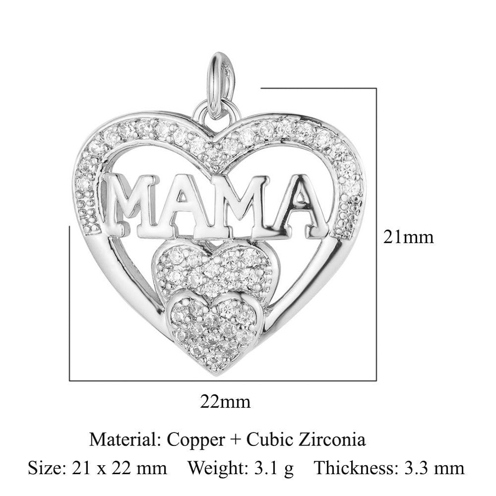 Heartbeat Eyes Mom Copper Zircon Pendant