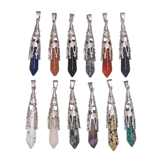 Crystal Agate Hexagonal Pyramid Pendulum Pendant